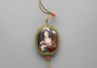 图片[3]-Hanging glass mirror with Western lady designs in painted enamels, Qianlong reign(1736-1795), Qing dynasty-China Archive